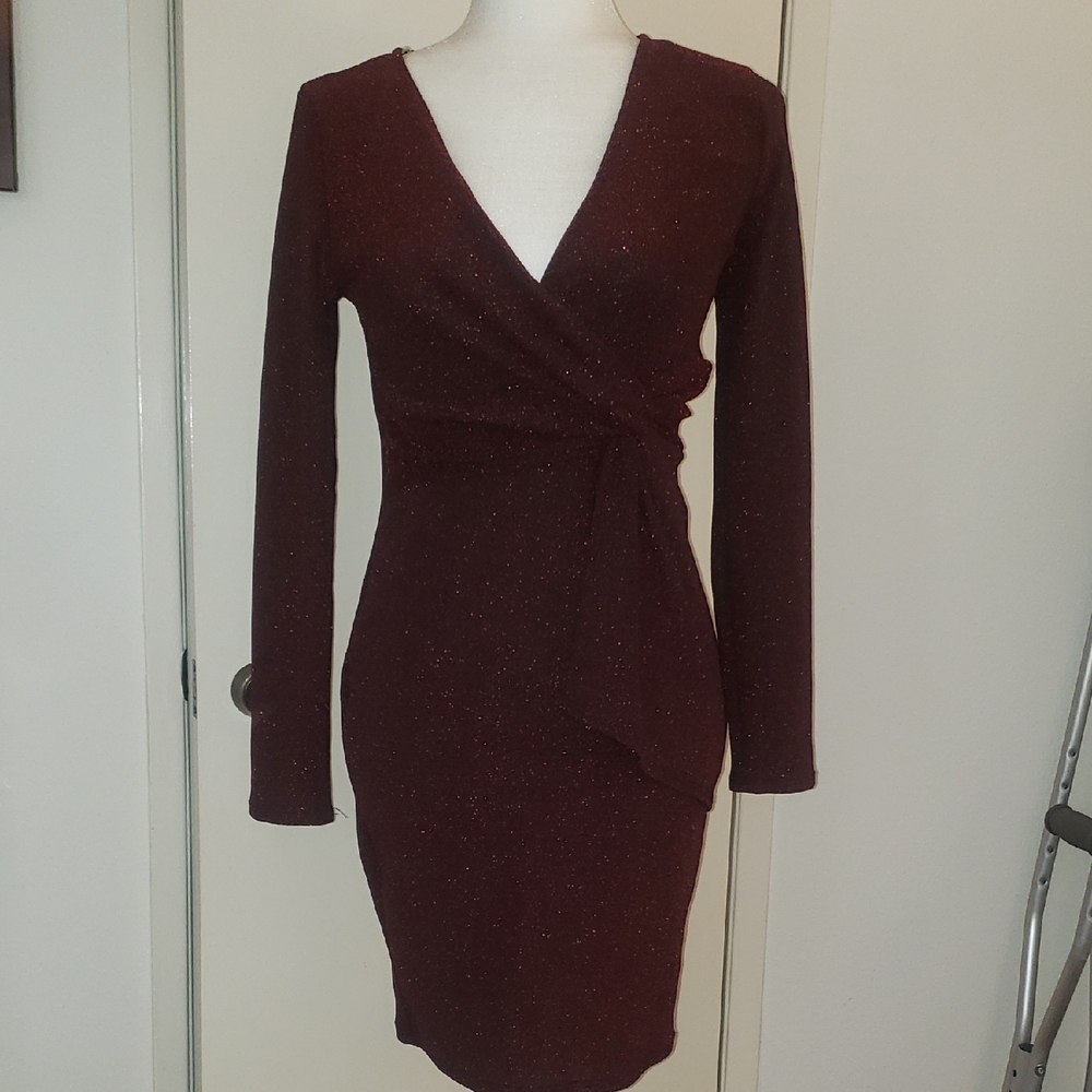 Party Burgundy Long Sleeve Dress